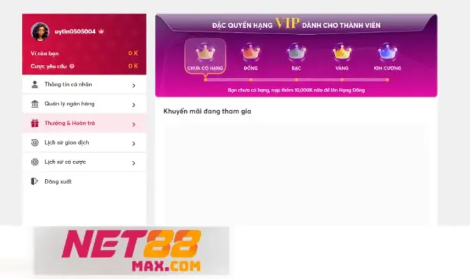 Cách nâng hạng VIP tại nhà cái Net88